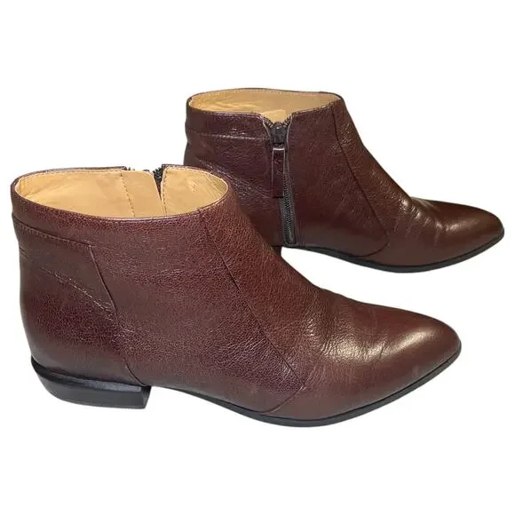 Nine West | Shoes | Nine West Dopler Brown Leather Ankle Boots Low Heel  Size 7 | Poshmark